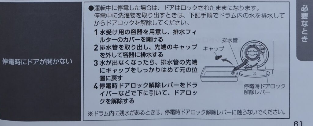 RORO取扱書 停電時の排水手順